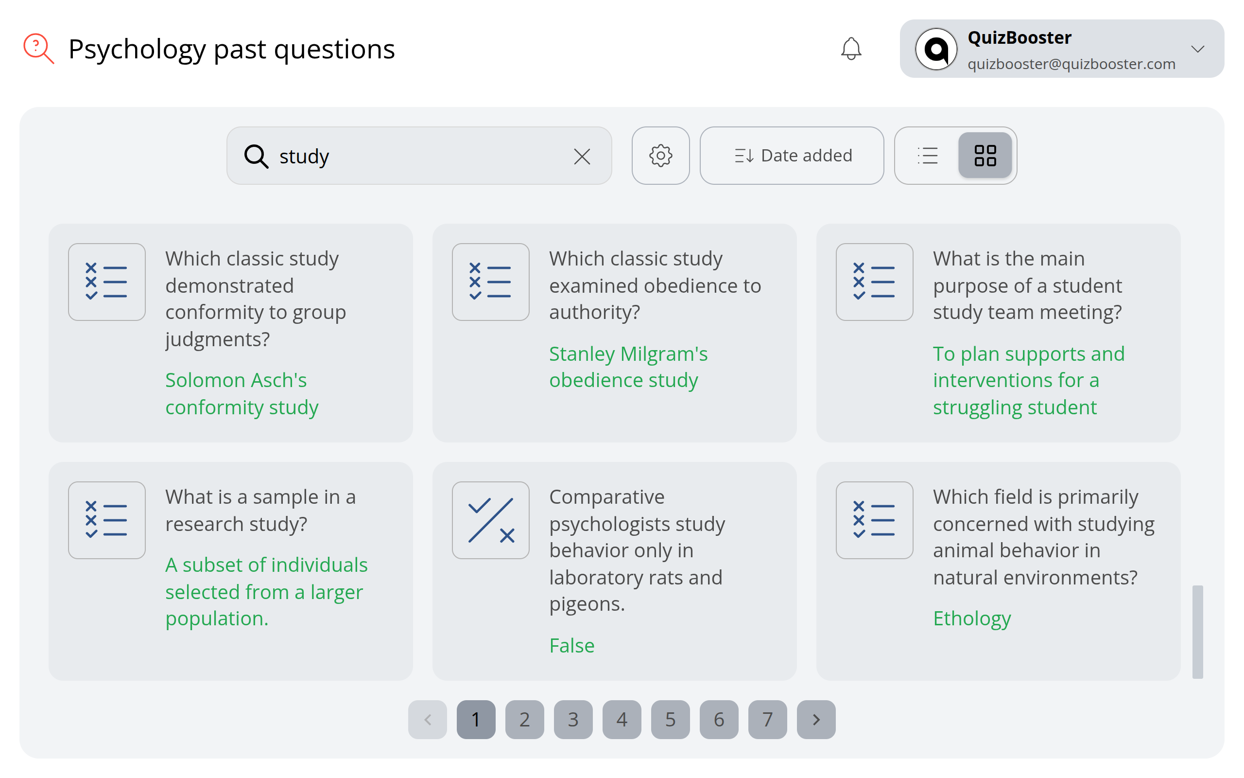QuizBooster Question Lookups (Light Theme)