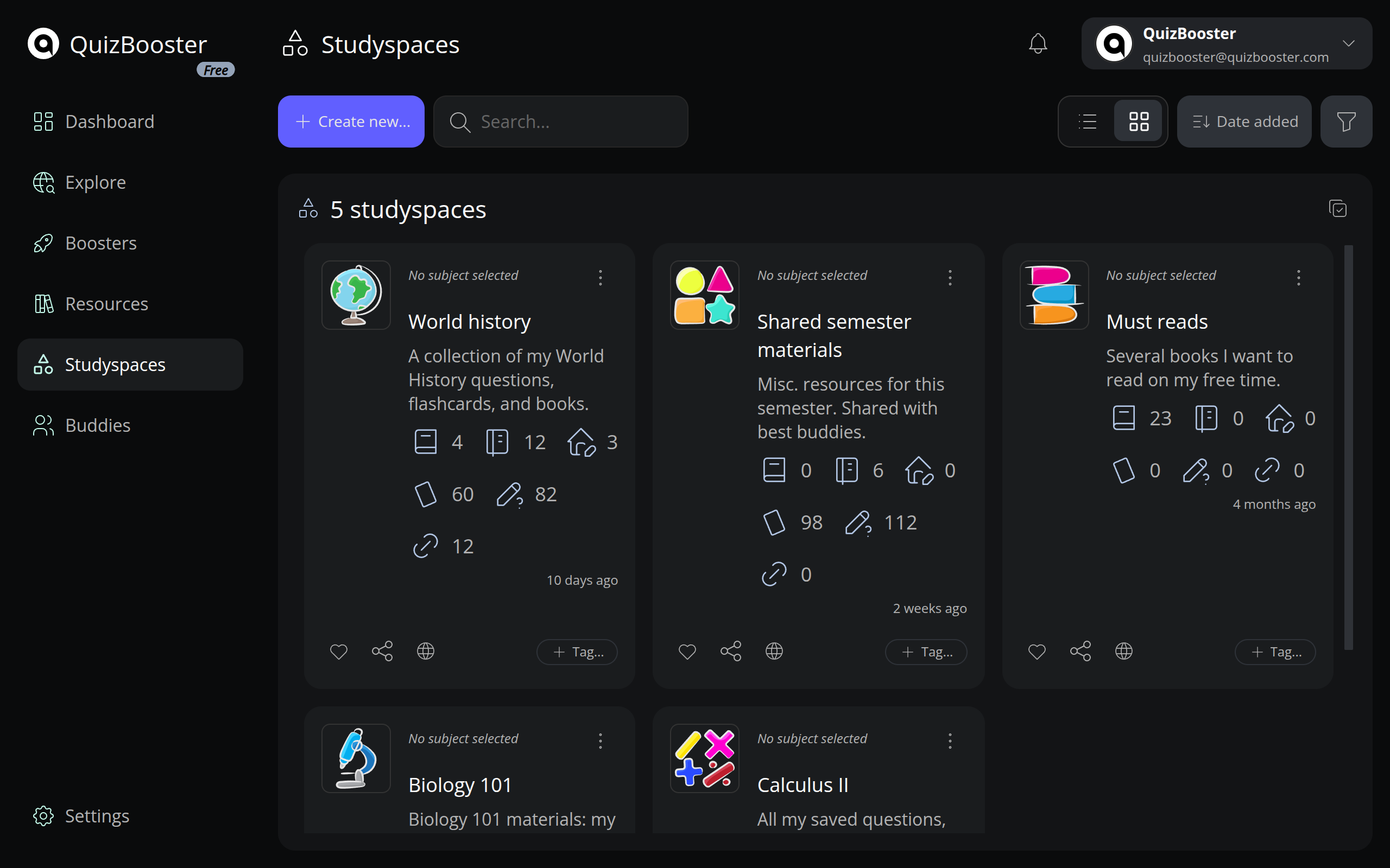 QuizBooster Studyspaces Workspace (Light & Dark)